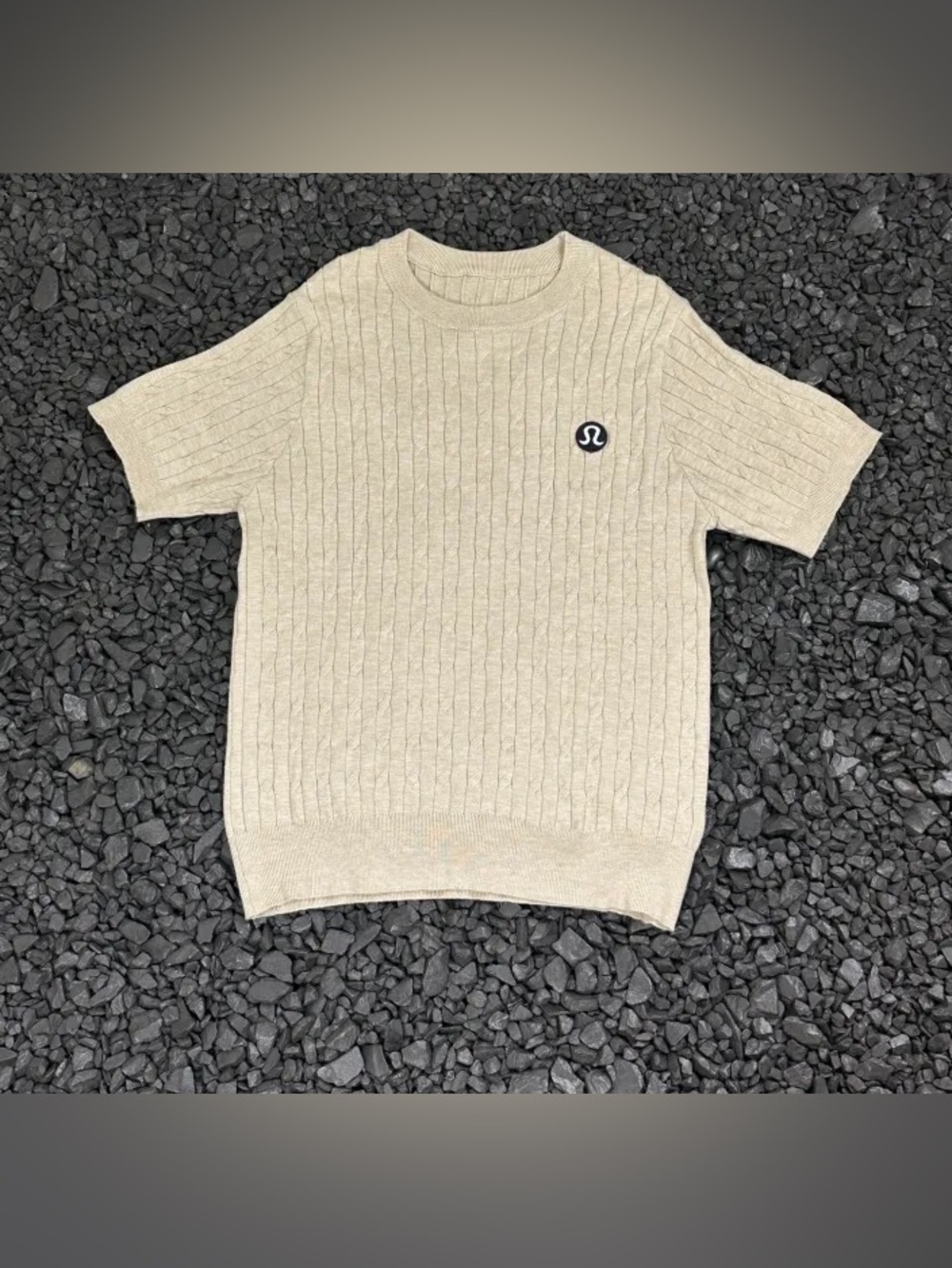 lululemon athletica Short-Sleeve Cable Knit Sweater Tee in Beige